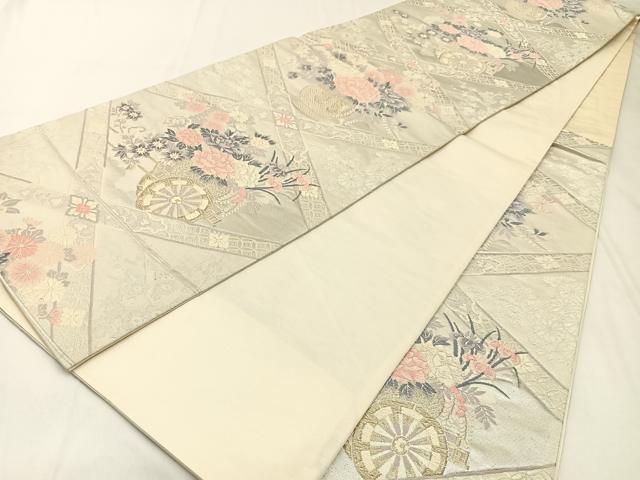 平和屋着物◎六通柄袋帯 唐織 花車文 金銀糸 正絹 逸品 BAAX6059hj