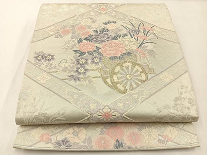 平和屋着物◎六通柄袋帯 唐織 花車文 金銀糸 正絹 逸品 BAAX6059hj