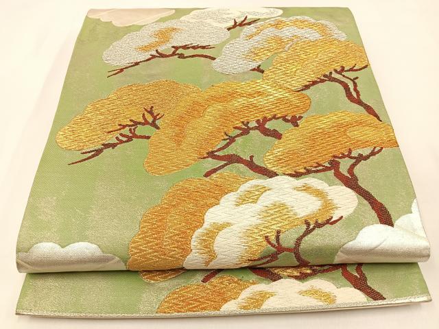 平和屋着物◎六通柄袋帯　松　金銀糸　引箔　正絹　逸品　BAAX6061hj