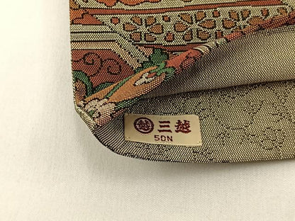 平和屋着物◎六通柄袋帯 正倉院花文 三越扱い 正絹 逸品 BAAX6065hj