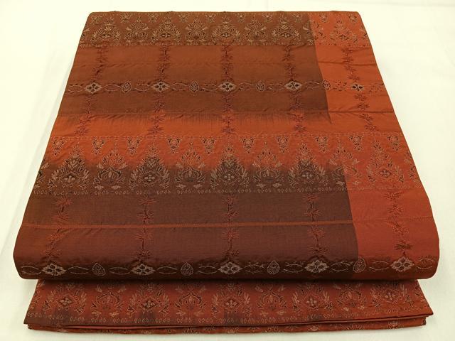 平和屋着物◎全通柄袋帯　更紗花文　金糸　正絹　逸品　BAAX6069hj
