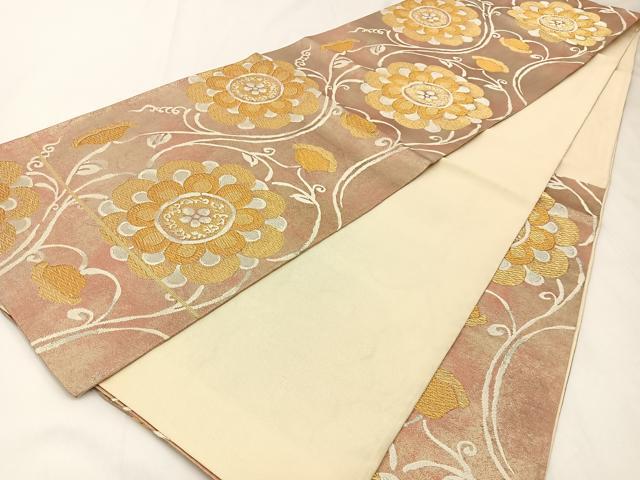 平和屋着物◎六通柄袋帯　花唐草文　金銀糸　引箔　正絹　逸品　BAAX6071hj