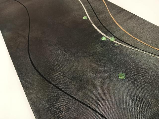平和屋着物◎六通柄袋帯　箔散らし　金銀糸　引箔　正絹　逸品　BAAX6076hj