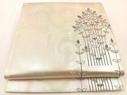 平和屋着物◎六通柄袋帯　飾花文　金銀糸　正絹　逸品　BAAX6078hj