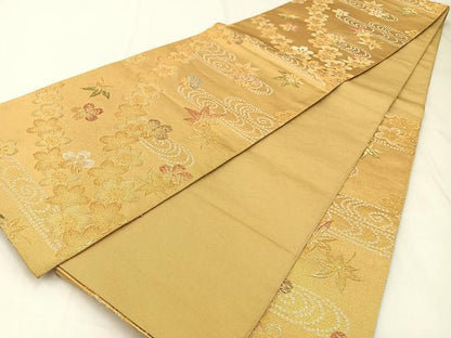平和屋着物◎六通柄袋帯　唐織　百花ならび　KENSHO　金糸　正絹　逸品　BAAX6093hj