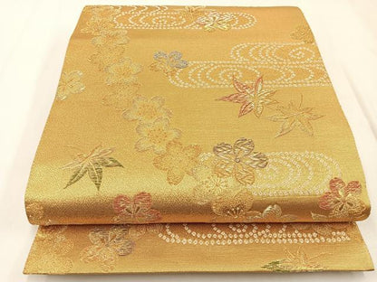平和屋着物◎六通柄袋帯　唐織　百花ならび　KENSHO　金糸　正絹　逸品　BAAX6093hj