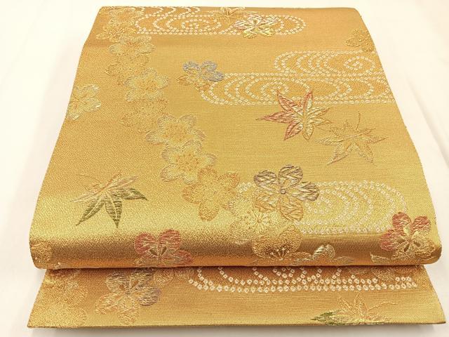 平和屋着物◎六通柄袋帯　唐織　百花ならび　KENSHO　金糸　正絹　逸品　BAAX6093hj