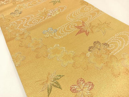 平和屋着物◎六通柄袋帯　唐織　百花ならび　KENSHO　金糸　正絹　逸品　BAAX6093hj