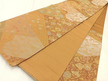 平和屋着物◎六通柄袋帯　瑞宝　金糸　正絹　逸品　BAAX6099hj