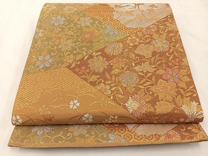 平和屋着物◎六通柄袋帯　瑞宝　金糸　正絹　逸品　BAAX6099hj