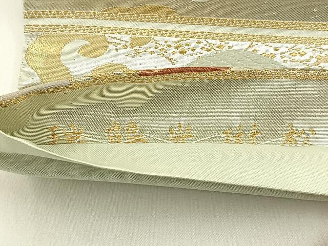 平和屋着物◎六通柄袋帯　唐織　瑞鶴光琳松　金銀糸　正絹　逸品　BAAX6101hj