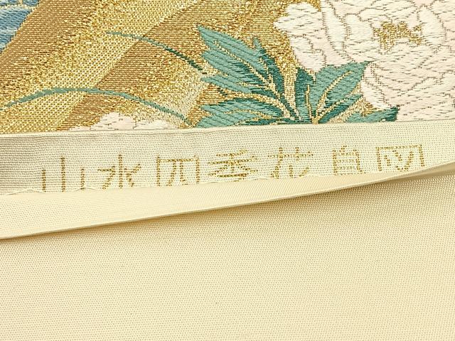 平和屋着物◎六通柄袋帯　唐織　日本屏風絵　山水四季花鳥図　伝雪舟　金糸　正絹　逸品　BAAX6102hj
