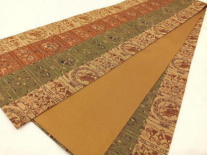 平和屋着物◎全通柄袋帯　狩猟文　正絹　逸品　BAAX6103hj
