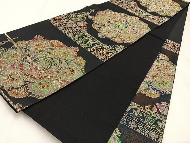 平和屋着物◎六通柄袋帯　正倉院花文　金銀糸　正絹　逸品　BAAX6107hj