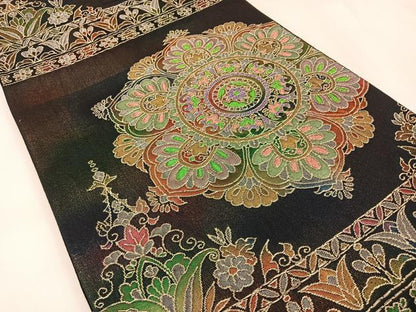 平和屋着物◎六通柄袋帯　正倉院花文　金銀糸　正絹　逸品　BAAX6107hj