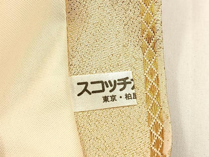 平和屋着物◎六通柄袋帯　唐織　色紙重ね風景花文　金糸　正絹　逸品　BAAX6108hj