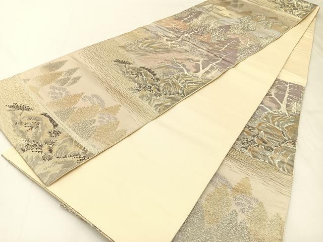 平和屋着物◎六通柄袋帯　貴船の里　プラチナ二重箔錦　正絹　逸品　BAAX6116hj