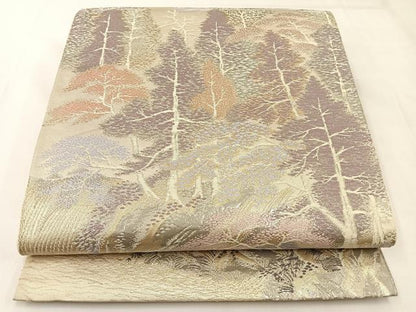 平和屋着物◎六通柄袋帯　貴船の里　プラチナ二重箔錦　正絹　逸品　BAAX6116hj