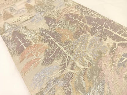 平和屋着物◎六通柄袋帯　貴船の里　プラチナ二重箔錦　正絹　逸品　BAAX6116hj