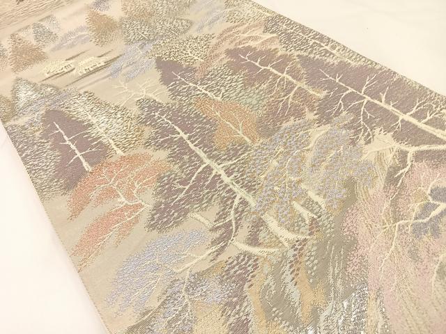 平和屋着物◎六通柄袋帯　貴船の里　プラチナ二重箔錦　正絹　逸品　BAAX6116hj