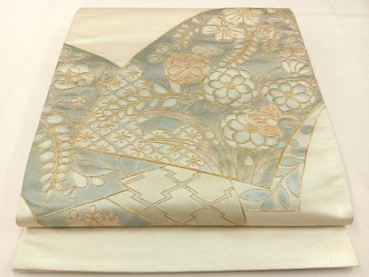 平和屋着物◎太鼓柄袋帯　辻が花　駒刺繍　正絹　逸品　BAAX6117hj