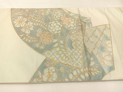 平和屋着物◎太鼓柄袋帯　辻が花　駒刺繍　正絹　逸品　BAAX6117hj