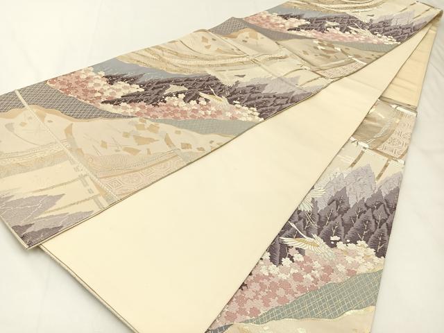 平和屋着物◎六通柄袋帯　唐織　吉祥萬代　金銀糸　正絹　逸品　BAAX6126hj