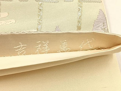 平和屋着物◎六通柄袋帯　唐織　吉祥萬代　金銀糸　正絹　逸品　BAAX6126hj