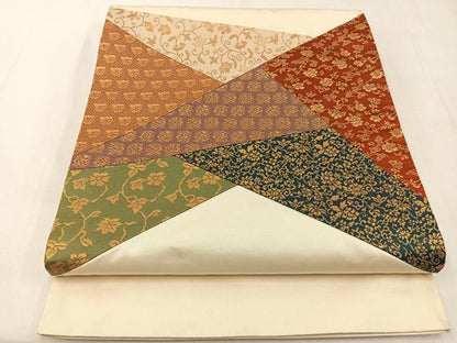 平和屋着物◎西陣　太鼓柄袋帯　切嵌　名物裂　金糸　正絹　逸品　BAAX6127hj