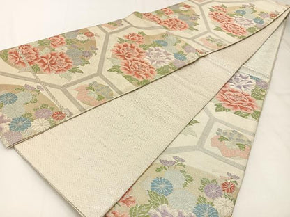 平和屋着物◎佐賀錦　六通柄袋帯　蜀江花文　金銀糸　正絹　逸品　BAAX6130hj
