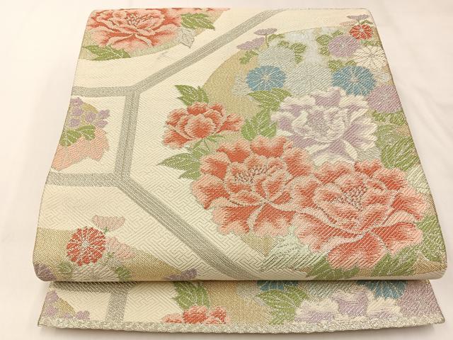 平和屋着物◎佐賀錦　六通柄袋帯　蜀江花文　金銀糸　正絹　逸品　BAAX6130hj