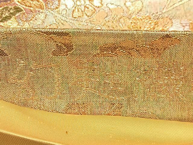 平和屋着物◎六通柄袋帯　幻甦織　向かい鳥花蝶文　金銀糸　正絹　逸品　BAAX6136hj