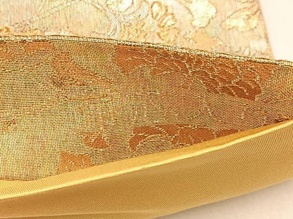 平和屋着物◎六通柄袋帯　幻甦織　向かい鳥花蝶文　金銀糸　正絹　逸品　BAAX6136hj