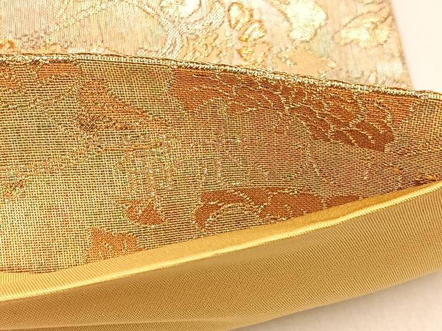 平和屋着物◎六通柄袋帯　幻甦織　向かい鳥花蝶文　金銀糸　正絹　逸品　BAAX6136hj
