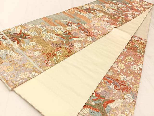 平和屋着物◎六通柄袋帯　唐織　佐賀綴　鳳凰流水花文　金銀糸　正絹　逸品　未使用　BAAX6138hj