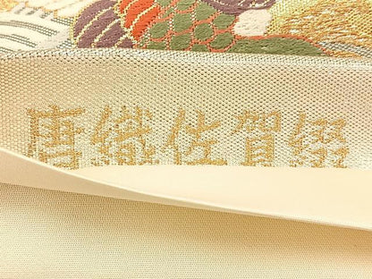 平和屋着物◎六通柄袋帯　唐織　佐賀綴　鳳凰流水花文　金銀糸　正絹　逸品　未使用　BAAX6138hj