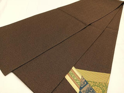 平和屋着物◎太鼓柄袋帯　切嵌　吉祥花文　金糸　正絹　逸品　BAAX6142hj