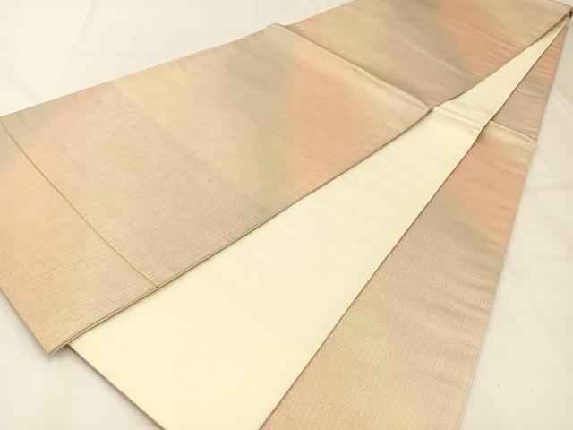 平和屋着物◎全通柄袋帯　霞文　金糸　正絹　逸品　BAAX6149hj
