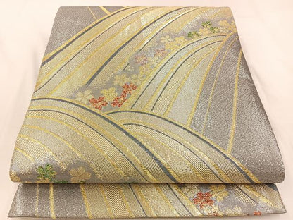 平和屋着物◎六通柄袋帯　桜流し　金銀糸　正絹　逸品　BAAX6154hj