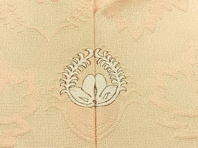 平和屋着物●上質な色無地　草花地紋　肌色　正絹　逸品　BAAX6159hj