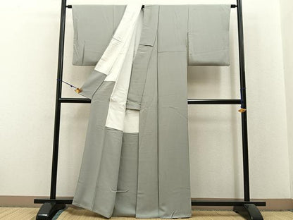 平和屋着物●上質な色無地　灰青色　正絹　逸品　BAAX6160hj