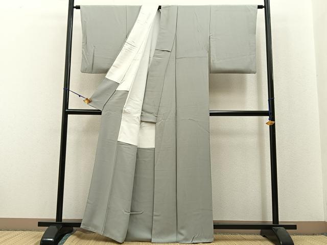 平和屋着物●上質な色無地　灰青色　正絹　逸品　BAAX6160hj