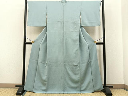 平和屋着物●上質な色無地　千草鼠色　鬼しぼ縮緬　正絹　逸品　BAAX6163hj