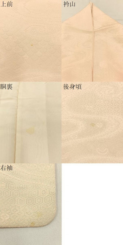 平和屋着物●上質な色無地　鹿の子流水地紋　肌色　正絹　逸品　BAAX6164hj