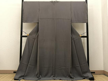 平和屋着物●上質な色無地　鈍色　ロング丈　正絹　逸品　未使用　BAAX6165hj