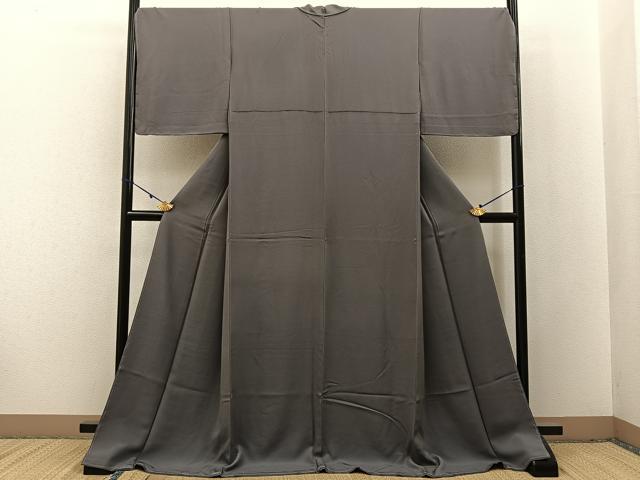 平和屋着物●上質な色無地　鈍色　ロング丈　正絹　逸品　未使用　BAAX6165hj
