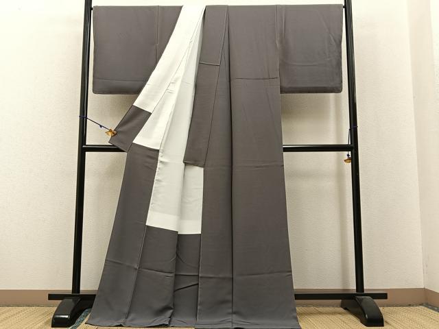 平和屋着物●上質な色無地　鈍色　ロング丈　正絹　逸品　未使用　BAAX6165hj