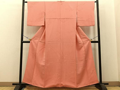 平和屋着物■上質な色無地 松地紋 浅緋色 正絹 逸品 BAAX6166hj