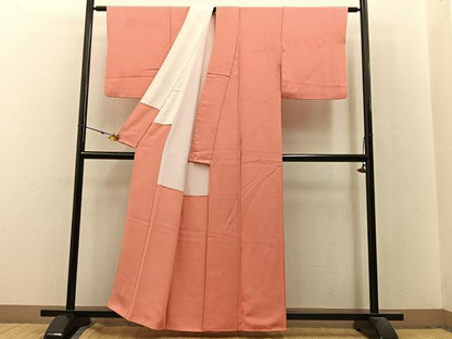 平和屋着物■上質な色無地 松地紋 浅緋色 正絹 逸品 BAAX6166hj