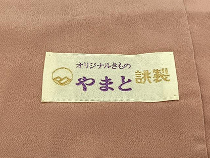 平和屋着物●上質な色無地　幾何学地紋　洗朱色　やまと誂製　正絹　逸品　BAAX6167hj